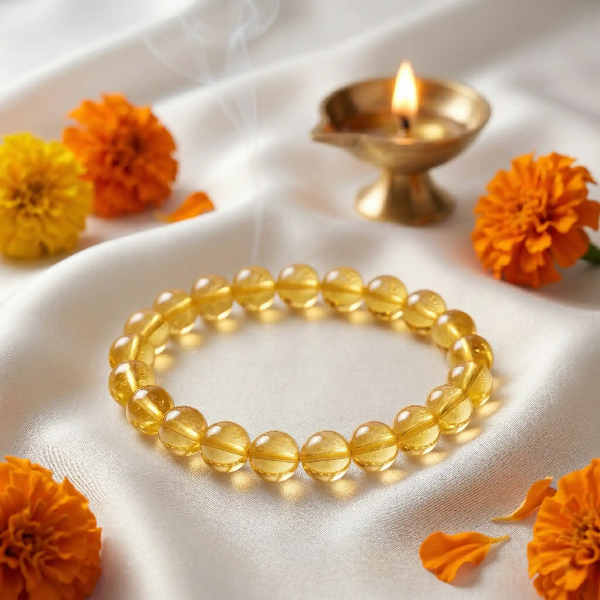 Dhanu (Sagittarius) Rashi Bracelet – Citrine Crystal Beads for Positivity, Luck & Success