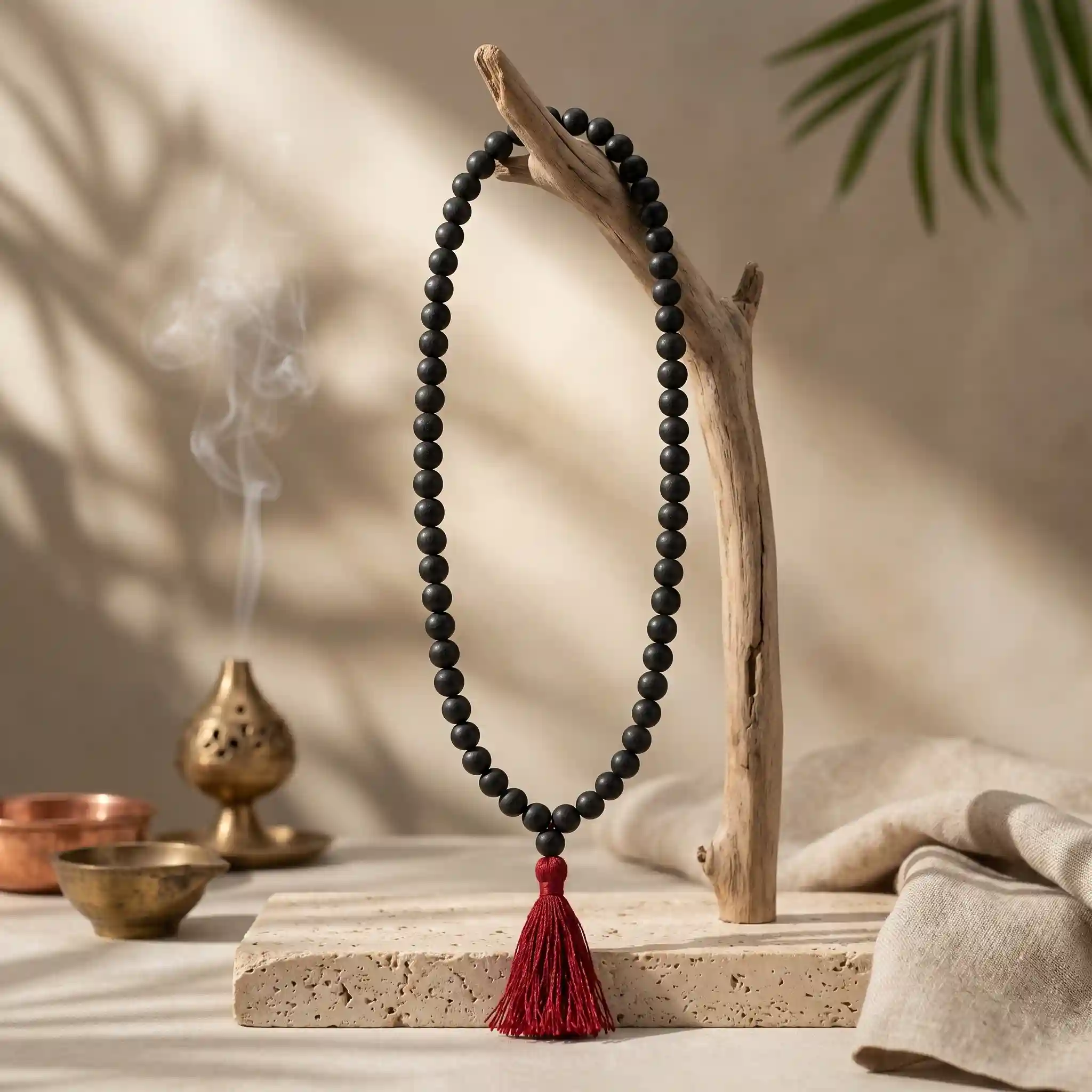 Karungali Mala with Copper Wire – 8mm Beads (54+1) | Spiritual Protection & Positive Energy