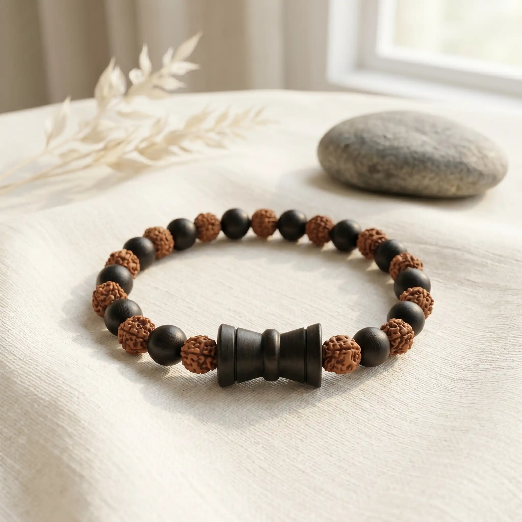 Karungali Rudraksha Damru Protection Bracelet
