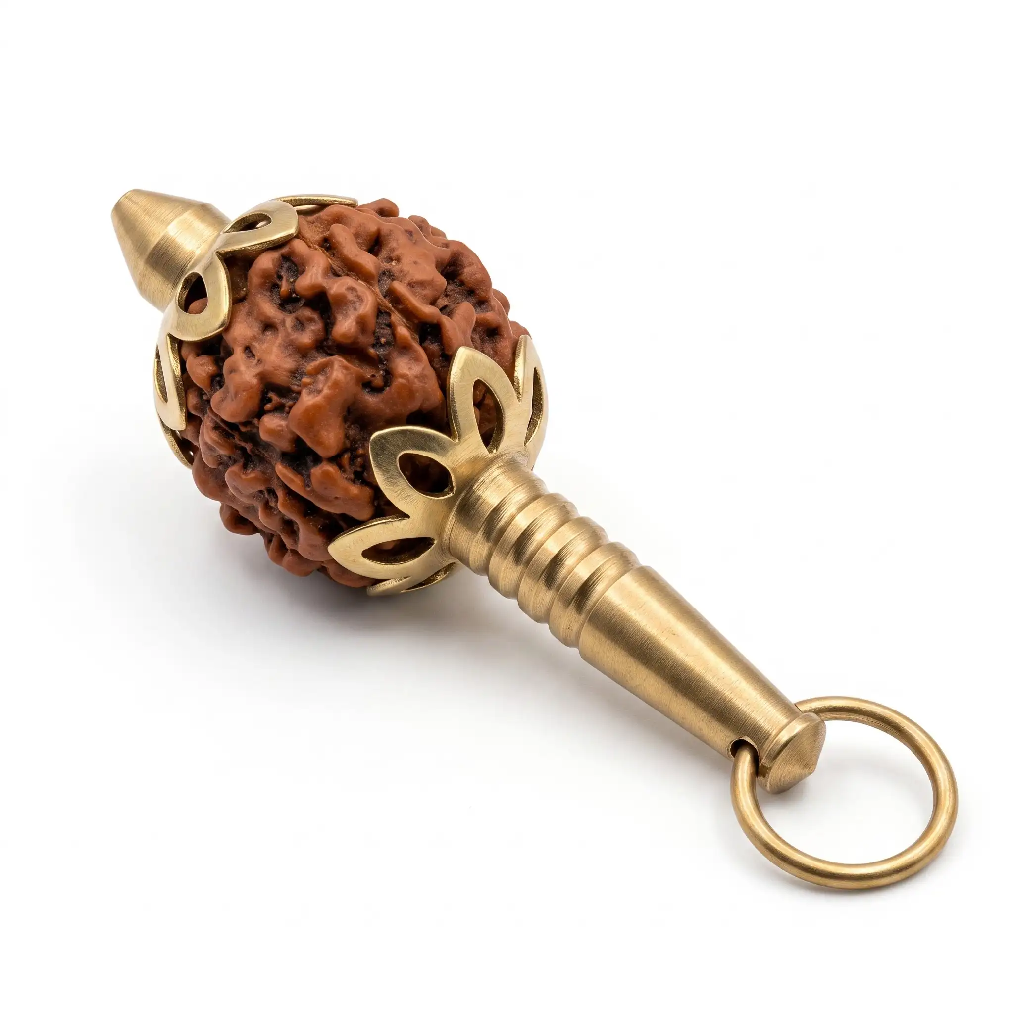 Spiritual Rudraksha Hanuman Gada Brass Pendant